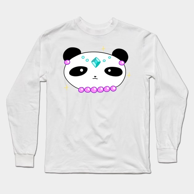 Jewelry Panda Face Long Sleeve T-Shirt by saradaboru